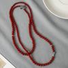 Collar de Cadena Larga Elegante de Lana con Cuentas Metálicas en Forma de Gota y Hebilla Ot de Lujo Ligero Chapado en Platino con Ágata Gris de Sentido Avanzado