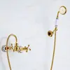 Imitación oro estilo europeo retro ducha simple traje de ducha grifo de bañera chapado en oro válvula mezcladora doble de agua caliente y fría