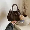 Bolso Cesta de Verduras Retro para Mujer 2025 Nuevo Moda Bolso Cubo de Mano de Ante Bolso Cruzado de Gama Alta para Otoño e Invierno
