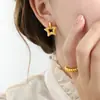 Nuevos Pendientes Estilo Chino Estilo Hong Kong Retro Estrella Estrella de Cinco Puntas Huecos Mini Versátiles Estrella Pequeña Pendientes Elegantes para Mujer