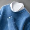 Suéter Masculino de Cashmere Espesso de Camada Dupla com Gola Redonda, Roupa Interna Casual de Negócios para Outono e Inverno, Suéter de Malha de Manga Longa para Base
