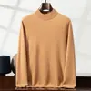 Suéter de Cachemira para Hombre Otoño e Invierno Cuello Medio Alto Manga Larga Jersey Capa Interior Tejido Capa Base Lujo Ligero Casual de Negocios