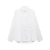 Deeabae 2025 Primavera Mujer Lino Holgada Sencilla Manga Larga Solapa Camisa Top 8372058