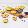 Transfronterizo en stock Hogar Rojo y Negro Molde para Tarta de Huevo con Revestimiento Antiadherente con Forma de Flor Tarta Portuguesa Molde Crisantemo Plato para Tarta de Frutas Molde para Pastel