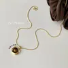 Colar Retro Olho de Gato de Malaquita Design de Luxo Leve Sentido de Design de Nicho Corrente de Clavícula de Alta Qualidade Estilo Coreano Ins Colar Versátil