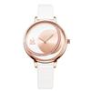 2025 Nuevo Modelo Shengke Reloj de Mujer con Pedrería Reloj Dorado Rosa con Esfera Radiante Correa de Malla Correa de Cuero Reloj de Mujer K0088