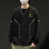 Nova Camiseta de Manga Longa com Gola Redonda para Primavera e Outono de 2025, Moletom Espessado Versátil da Moda, Camiseta Básica Unissex