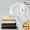 [Selección] Camiseta Interior de Cuello Alto Medio Derong para Hombre, Capa Interior de Terciopelo por Ambos Lados, Camiseta de Manga Larga, Ropa Interior Térmica a la Moda