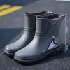 Botas de lluvia talla 39-48, impermeables, con puños elásticos, estilo hombre, aptas para uso en cocina, antideslizantes, con forro de polar para abrigar