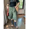 3530 # Calça Cargo Feminina Nova de Verão Tamanho Grande Shorts Capri Verde Militar