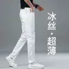 Jeans de Mezclilla Color Caqui de Gama Alta para Hombre Corte Recto Delgado Estilo Europeo 2026 Nuevos Pantalones Casuales de Lyocell Primavera/Verano para Hombre