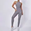 Macacão Europeu e Americano com Zíper Macacão de Yoga Feminino Calça Legging Esportiva Feminina Costas Vazadas para Beleza Corrida Fitness Calça de Yoga