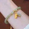 Encontre Coisas Boas Pulseira de Jasmim Hetian Imitação Natural com Dupla Corrente de Amendoim Pulseira de Jasmim de Amendoim Feminina Design de Nicho Ins Mão