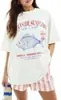 Camiseta de Mujer Estampado de Frutas Estilo Y2k Verano Estética Retro Holgada Top Pocas