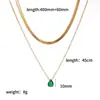 Colar Colorido de Zircônia em Aço Inoxidável Transfronteiriço Estilo Luxo Acessível Pedra de Nascimento de Dezembro Pingente Gota d'Água Colar de Corrente para Clavícula Empilhável