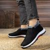 Sapatos de algodão de meia-idade e idosos, forro de lã de inverno masculino, sapatos de pano antigo de Pequim, à prova d'água, antiderrapantes, quentes, botas de neve com sola macia
