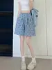 Shorts de cuadros estilo ins de verano para niñas, de cintura alta, adelgazantes, estampado de mariposas, pantalones casuales, shorts anchos y fluidos