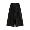 Pantalones de pierna ancha de algodón elástico en la cintura estilo perezoso para mujer, nuevo diseño de un solo botón suelto adelgazante, pantalones casuales rectos para mujer