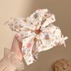 Lenço Quadrado Vazado Branco Cereja de Renda Feito à Mão Scrunchie Doce Feminino Rabo de Cavalo Elástico de Cabelo
