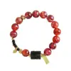 Pulseira de Flor Vermelha Natural com Contas de Cristal para Mulheres, Pulseira Retrô de Ébano e Ágata Vermelha Natural de Luxo Leve Atacado