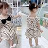 Vestido de Falda de Lunares con Lazo para Niñas Vestido de Princesa 26 Verano Nuevo Estilo Ropa Infantil de Comercio Exterior Dropshipping 3-8 Años