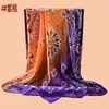 Novo Estilo Lenço Quadrado Feminino 90cm Cetim Gradiente Estampa Paisley, Lenço de Cabeça Proteção Solar, Lenço de Seda, Atacado