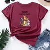 2023 Amazon Comercio Exterior Ropa para Mujer Europea y Americana Estampado de Letras Dog Story Suelta Cuello Redondo Manga Corta Camiseta para Mujer