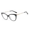 Transfronterizo Nueva Moda Europea y Americana TR90 Ojo de Gato Luz Anti-azul Espejo Plano Marco de Gafas para Mujer Personalizado Metal Pata de Resorte