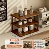 Estante de almacenamiento de escritorio taza de café taza de té juego de té escritorio hogar taza de agua almacenamiento organizador multicapa simple estante pequeño
