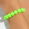 Joias Europeias e Americanas Colorido Macaron Pulseira de Acrílico Fashion Simples Cordão Elástico Pulseira de Contas Cor de Doce Joia de Mão