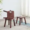 Taburete Pequeño de Madera Maciza, Taburete Portátil, Taburete Redondo para el Hogar, Banco Pequeño Color Nogal, Taburete Bajo, Taburete para Cambiar Zapatos de Niños, Logo Personalizado
