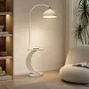 Lámpara de pie estilo mediados de siglo, estante de almacenamiento lateral para sofá en la sala de estar, lámpara de noche LED para el dormitorio, creando un ambiente de lujo ligero y artístico