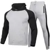 Conjunto de sudadera con capucha para hombre de marca de moda para otoño e invierno con forro polar y mangas raglán, moderno conjunto de sudadera de comercio exterior para Amazon