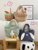 Bolso de Mano de Peluche de Dibujos Animados de Doble Cara, Lindo Bolso Bandolera de Pelo de Cordero de Gran Capacidad para Almuerzo, Bordado de Otoño e Invierno, Ropa de Trabajo Dulce