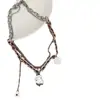 Collar de Oso Apilado de Doble Capa Dulce y Fresco para Mujer Diseño de Nicho Ins Lujo Accesible de Alta Gama Cadena Versátil para Sudadera Cadena para Clavícula