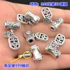 Plata S999 Retro Ping An Bambú Cobre Colgante Barril Cuentas Pulsera Trenzada Pulsera Collar Hecho a Mano DIY Accesorios