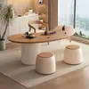 Juego de Mesa de Té para Balcón, Mesa de Té Pequeña Moderna de Alta Gama Minimalista para el Hogar y Combinación de Sillas, Mesa de Té Pequeña Estilo Crema