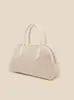 Bolsa Bowling de Couro Camurça Coreana de Nicho High-End Primavera/Verão 2026 Bolsa Boston Feminina Retrô Simples Elegante