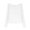 Camiseta de Rayón Hombros Descubiertos para Mujer, Nuevo Estilo Primavera y Otoño 2026, Diseño Holgado, Top Casual Único para Usar por Debajo