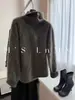 Altamente recomendado! Suéter de lã de cabra cor verde-café estilo "old money" para mulheres, cardigã de tricô pullover macio e aconchegante para o outono