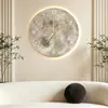 Relógio com tema de lua, pintura decorativa de relógio para sala de estar, luminária de parede estilo wabi-sabi, relógio de parede criativo famoso na internet para quarto, arte de parede de luxo silencioso