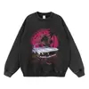 Sudadera con capucha y estampado de coche clásico retro vintage de Otoño e Invierno, impresa por inyección de tinta, de cuello redondo