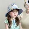 Sombrero de Protección Solar para Niños, Sombrero de Sol de Verano para Niñas y Niños, Sombrero de Pescador de Pingüino de Dibujos Animados, Transpirable, Protección Solar con Ala Ancha