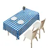 Toalha de mesa xadrez azul e branca simples, estilo INS, à prova d'água, à prova de óleo, tapete de PVC lavável para mesa de centro, uso doméstico, resistente ao calor, retangular, em estoque
