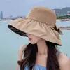 Sombrero de Protección Solar para Mujer en Verano, Protección UV, Sombrero de Goma Negra con Parte Superior Abierta, Ala Ancha, Parasol para la Cara, Sombrero para Ciclismo al Aire Libre