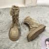 Zapatos de Algodón Versátiles Estilo Francés Retro para Mujer 2025 Invierno Nuevo Diseño de Nicho Botas Cálidas Peludas de Suela Gruesa para Mujer
