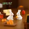 Adornos de paisaje en miniatura, pasteles de luna de conejo de jade, figuras de animales de dibujos animados lindas, pequeñas manualidades de resina para el Festival del Medio Otoño, adornos de conejito