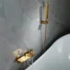 Grifo de bañera con cascada de cobre para baño, ducha con válvula mezcladora de agua fría y caliente, juego de ducha sin rociador superior para el hogar