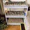 Rodízios para Sala de Estar Varanda Chão Suporte de Flores Arte em Ferro Interno Multicamadas com Suporte Móvel para Suculentas Suporte de Flores para Suculentas Prateleira de Armazenamento