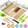 Herramientas para Hacer Sushi, Cuchillo para Sushi, Esterilla de Bambú para Enrollar, Plato de Cerámica, Cuchara Japonesa para Arroz, Juego de Moldes para Bolas de Arroz y Sushi